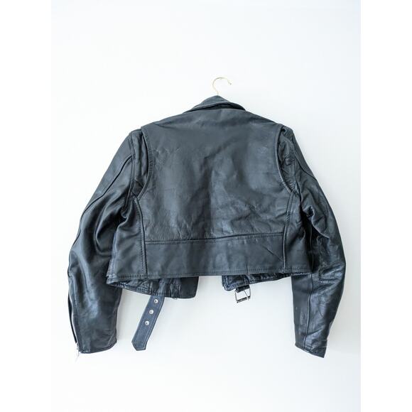 1990's Genuine Vintage Leather ICS Cropped Jacket Size 12 - Picture 2 of 6